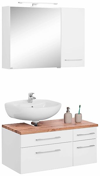 welltime Badmöbel-Set "Davos" 3 Stk. tlg. mit LED-Beleuchtung, Hängeschrank günstig online kaufen