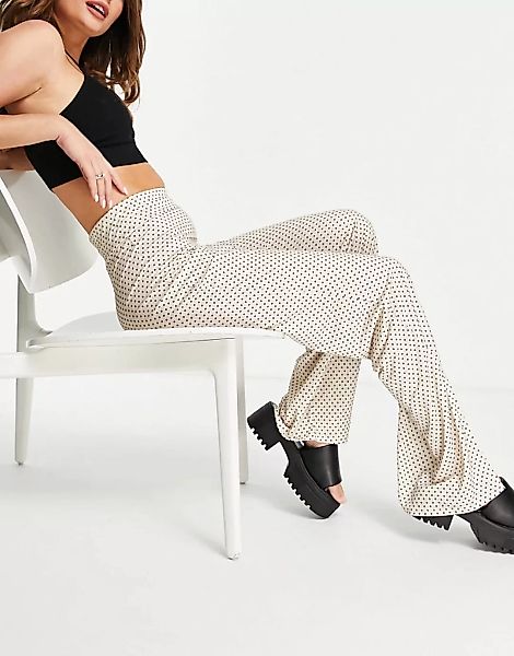 ASOS DESIGN – Hose aus grob gewebter Baumwolle mit hohem Bund, weitem Bein günstig online kaufen