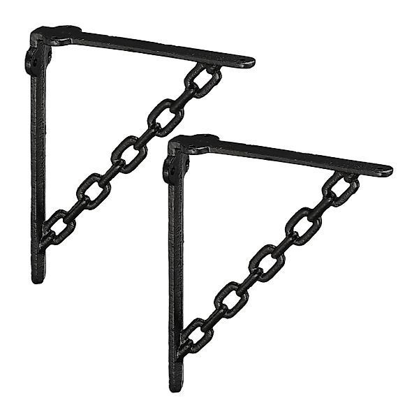 relaxdays Wandregalhalter 2er Set Regalwinkel Gusseisen günstig online kaufen