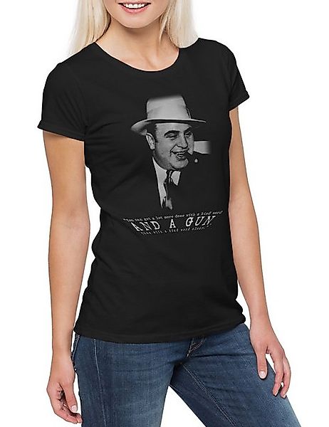 Urban Backwoods Print-Shirt Al Capone Classic Portrait Damen T-Shirt Mafia günstig online kaufen