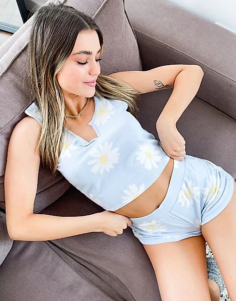 Gilly Hicks – Pyjamashorts mit Gänseblümchenmuster, Kombiteil-Blau günstig online kaufen