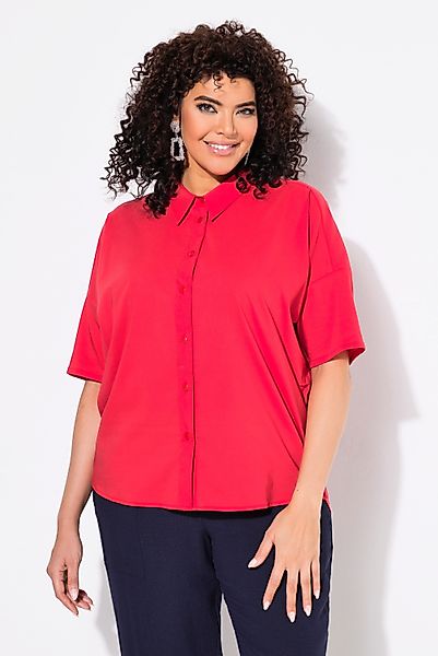 Ulla Popken Hemdbluse Popeline-Bluse Boxy Hemdkragen günstig online kaufen
