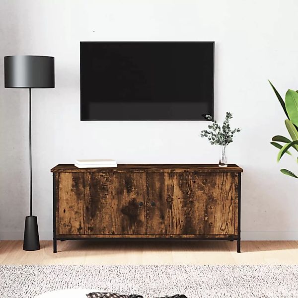 Vidaxl Tv-schrank Mit Türen Räuchereiche 102x35x45 Cm Holzwerkstoff günstig online kaufen