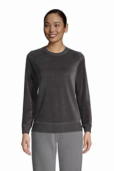 Sweatshirt aus Velours, Damen, Größe: L Normal, Grau, Baumwolle, by Lands' günstig online kaufen