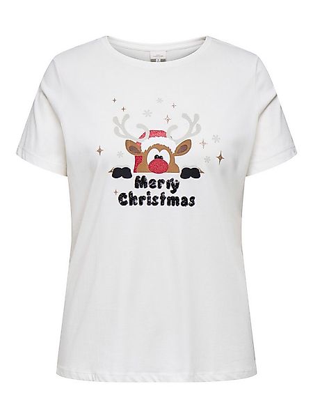 ONLY CARMAKOMA Kurzarmshirt CARXMAS HOLIDAY O-NECK SS REG TEE JRS Baumwolle günstig online kaufen
