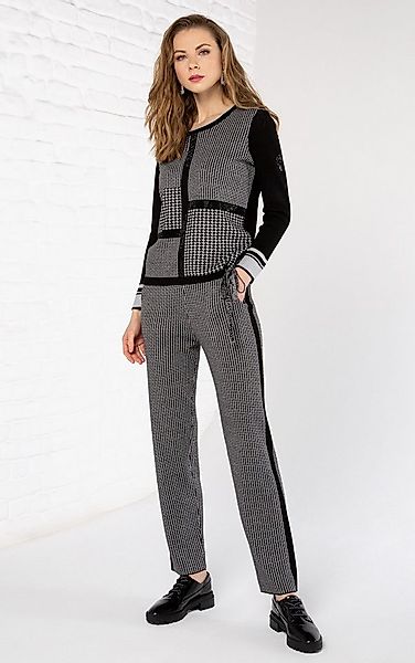 Passioni Strickhose mit Hahnentrittmuster mit seitlichem Streifendetail günstig online kaufen