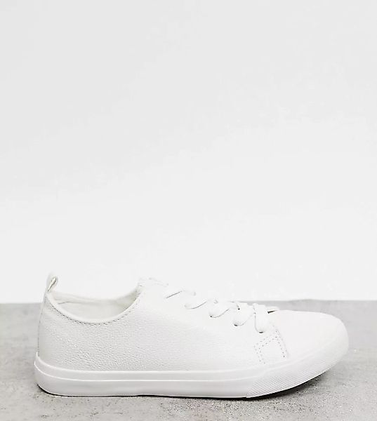 New Look Wide Fit – Weiße Sneaker zum Schnüren günstig online kaufen