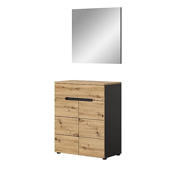 Inn.Furn Garderoben-Set 2-teilig Eiche Grau 80 cm mit Soft-Close Cooper günstig online kaufen