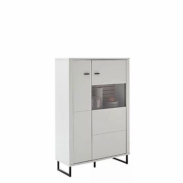 Weißes Highboard modern 100 cm breit Bügelgestell aus Metall günstig online kaufen