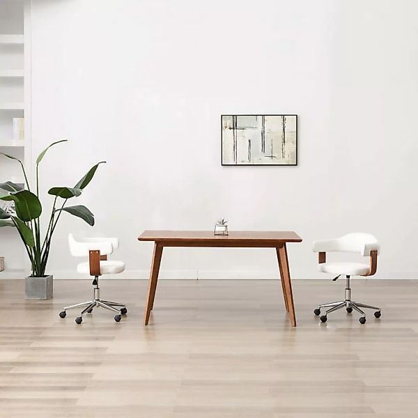 Drehbare Esszimmerstühle 2 Stk. Weiß Bugholz Und Kunstleder günstig online kaufen