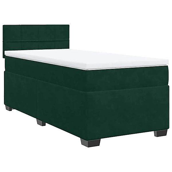vidaXL Boxspringbett mit Matratze Dunkelgrün 90x190 cm Samt 3286201 günstig online kaufen