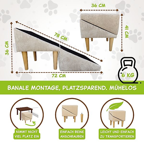 Outentin Haustiertreppe Klappbar, rutschfest, 36 cm günstig online kaufen