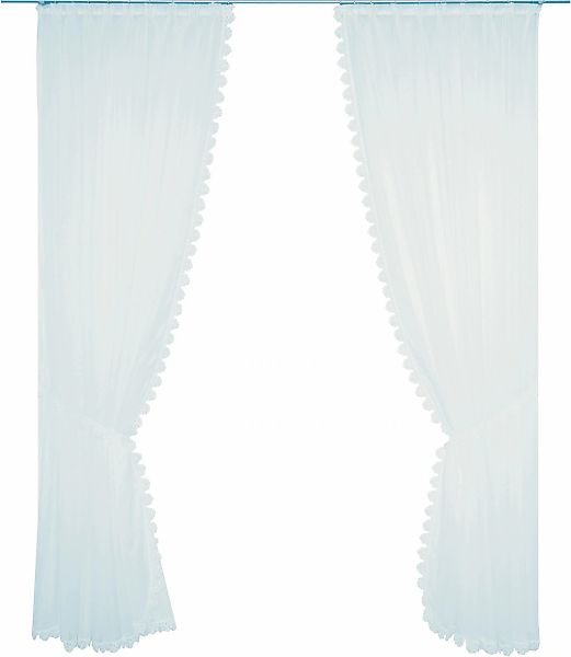 Wirth Gardine "Elena" Faltenband 2 Stk. tlg. veredelt mit echter Plauener S günstig online kaufen