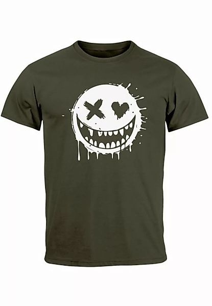 Neverless Print-Shirt Herren T-Shirt Print Aufdruck Motiv Smiling Drip Face günstig online kaufen