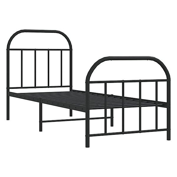 vidaXL Bett Bettgestell mit Kopf- und Fußteil Metall Schwarz 75x190 cm günstig online kaufen