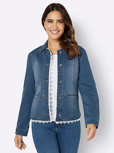 Sieh an! Allwetterjacke Jeans-Blazer Langarm mit Spitzenborte günstig online kaufen