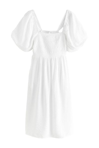 Next Midikleid Schulterfreies Midikleid mit Puffärmeln günstig online kaufen