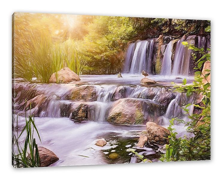 Pixxprint Leinwandbild Wasserfall, Wasserfall (1 St), Leinwandbild fertig b günstig online kaufen