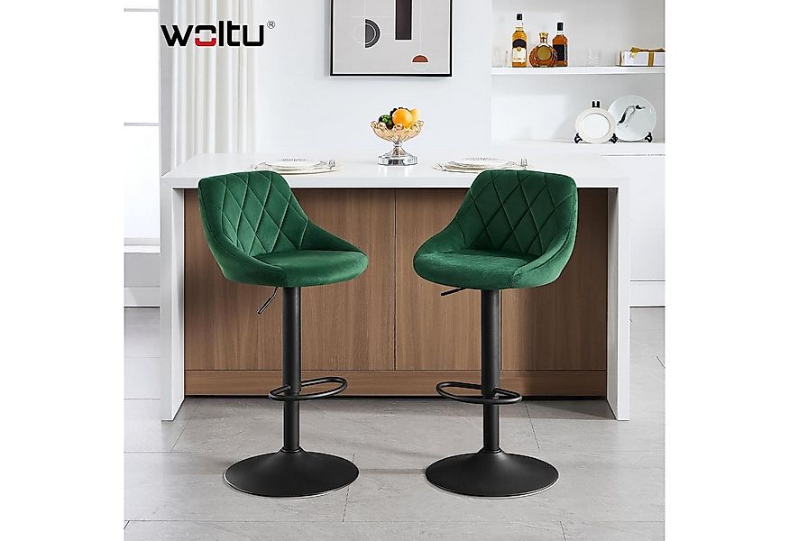Woltu Barhocker (2 St), gut gepolstert, Samt, Höhenverstellbar, Drehbar günstig online kaufen