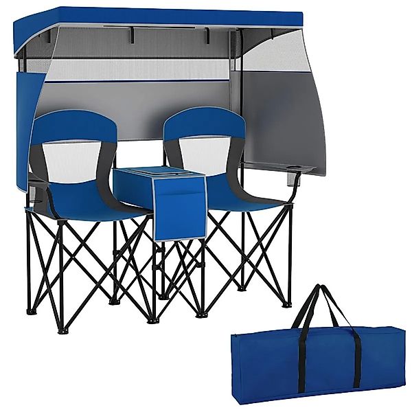 Costway Campingstuhl mit Sonnenschutz für 2 Personen Marineblau günstig online kaufen