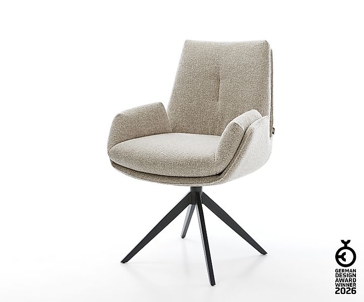 Drehstuhl Clea-Flex Webstoff Soft Beige Kreuzgestell breit Schwarz 360° dre günstig online kaufen