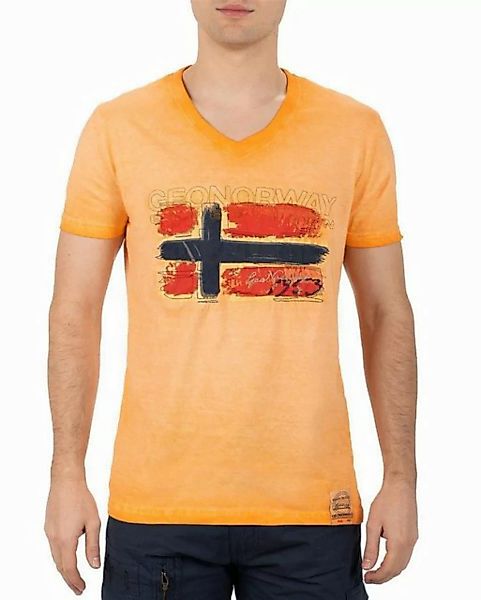 Geo Norway T-Shirt Casual Kurzarm Shirt bajoasis Men Orange L im Used Look günstig online kaufen