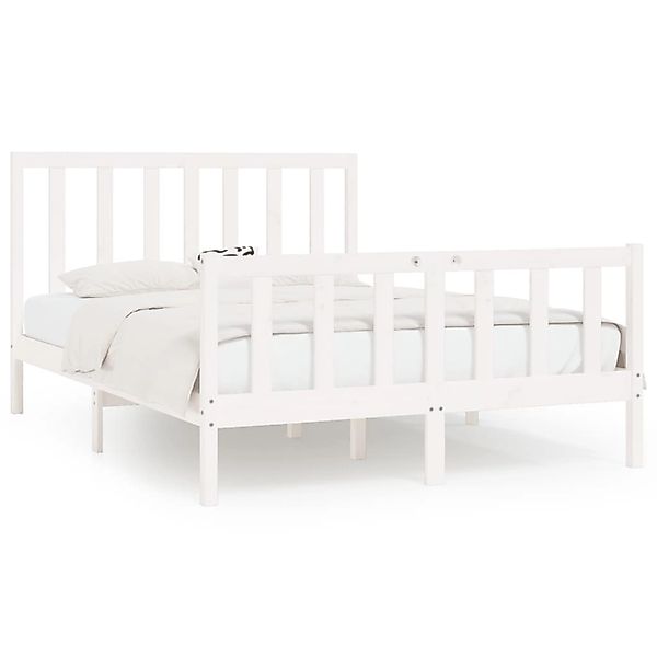vidaXL Massivholzbett Weiß 160x200 cm1091022 günstig online kaufen