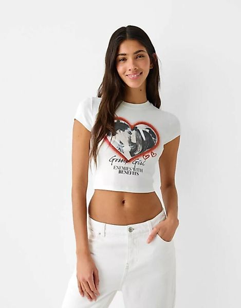Bershka T-Shirt Gossip Girl Mit Kurzen Ärmeln Damen L Weiss günstig online kaufen