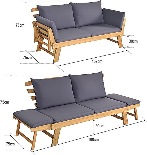 KOMFOTTEU Gartenbank 2-3 Sitzer Holzbank, mit günstig online kaufen