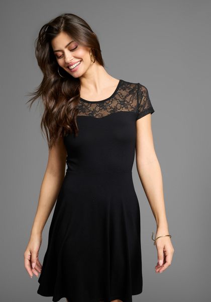 Laura Scott Jerseykleid mit romantische Spitzen Ärmel & Rücken aus Jersey günstig online kaufen