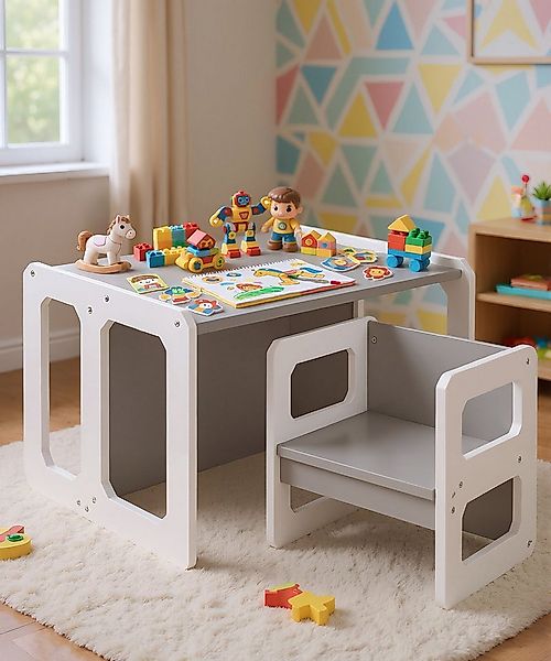 Yorbay Kindersitzgruppe Kindertisch mit 1 Stuhl, (2-tlg., 61,5 x 50 x 46 cm günstig online kaufen