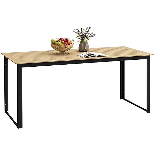 Outsunny Gartentisch Kunststoff  Metall 175L x 78B x 75H cm Teak günstig online kaufen