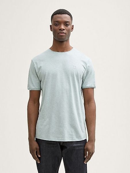TOM TAILOR Denim T-Shirt T-Shirt in Melange Optik mit Logo Stickerei günstig online kaufen