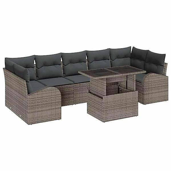 vidaXL Gartensofa-set mit Kissen mit Speicher 8-Tlg Grau Poly-Rattan 335733 günstig online kaufen