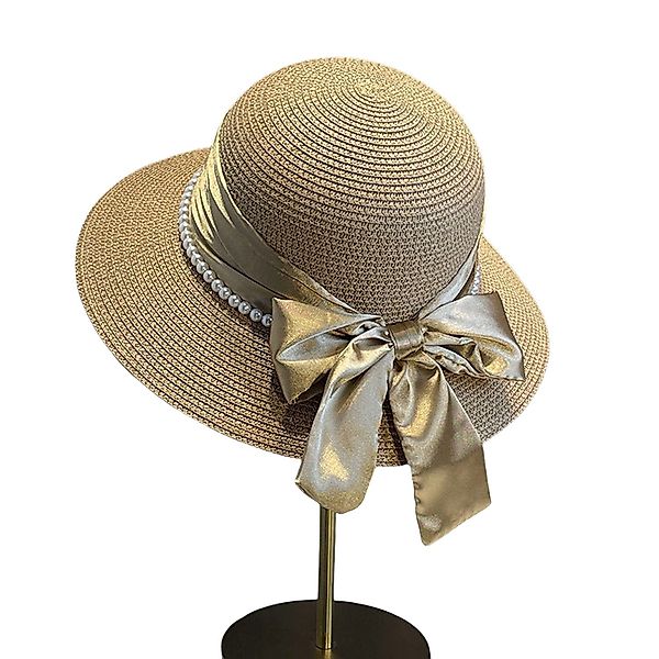 YRIIOMO Sonnenhut Eleganter Strohhut mit Seidenband günstig online kaufen