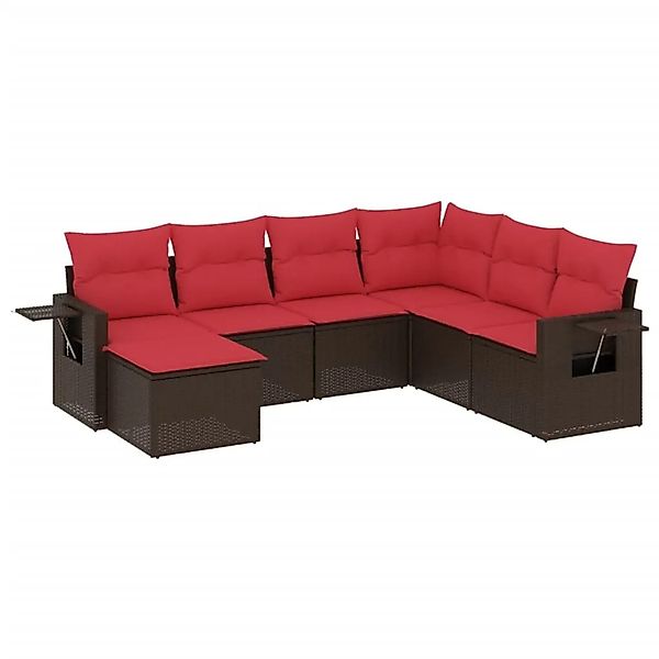 vidaXL 7-Tlg Gartensofa-Set mit Kissen Braun Polyrattan 3220503 günstig online kaufen
