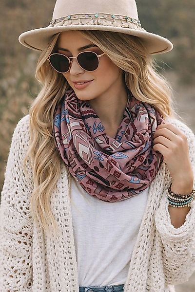 Ella Jonte Loop, Rosa Bunt – Weicher Viskoseschal im Ethno Boho & Ibiza Sty günstig online kaufen