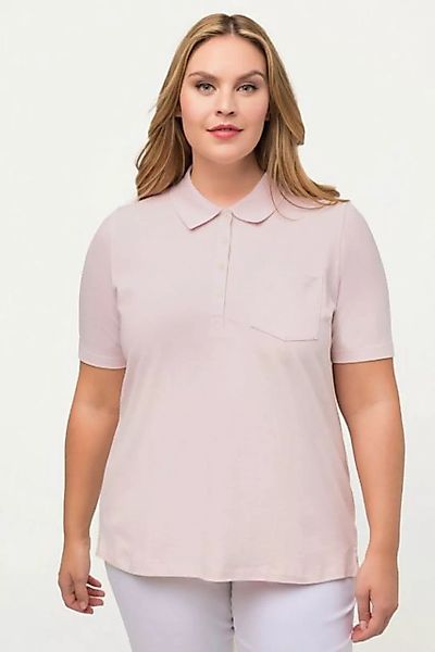 Ulla Popken T-Shirt Poloshirt Ajour-Rhomben Polokragen Halbarm günstig online kaufen