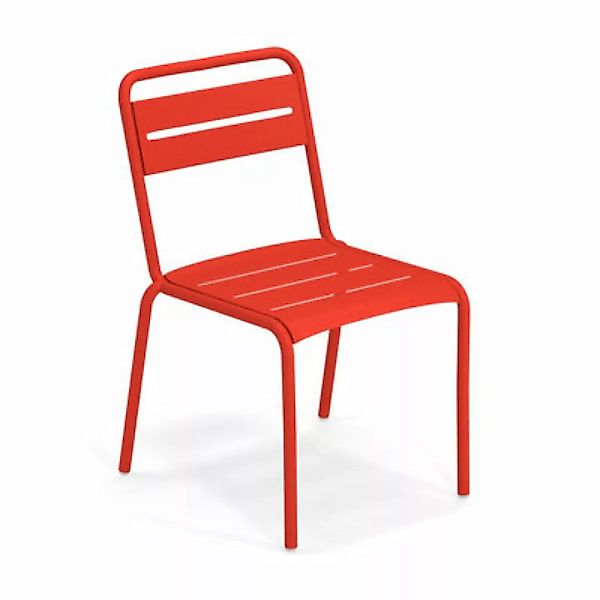 Stapelbarer Stuhl Star metall rot / Aluminium - Emu - Rot günstig online kaufen