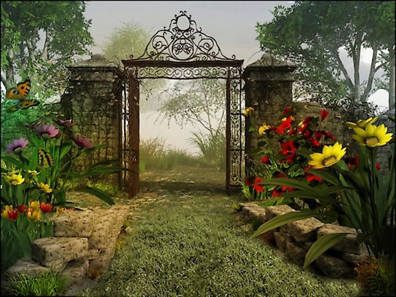 Papermoon Fototapete »Magisches Gartentor« günstig online kaufen