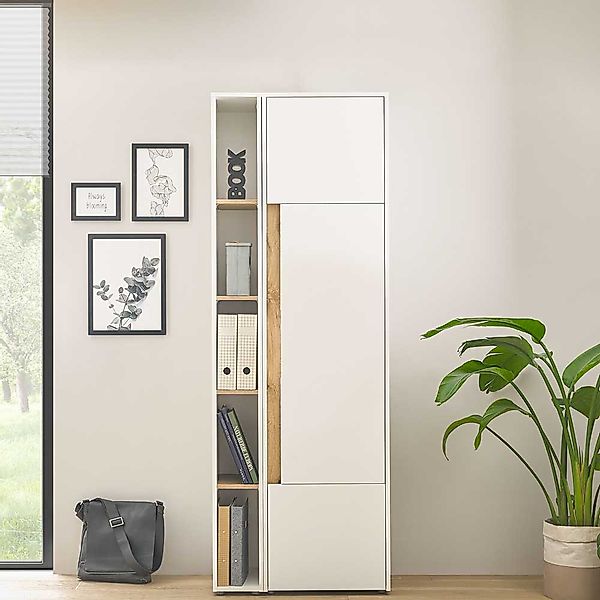 Ordnerschrank und Regal in Weiß Wildeichefarben (zweiteilig) günstig online kaufen
