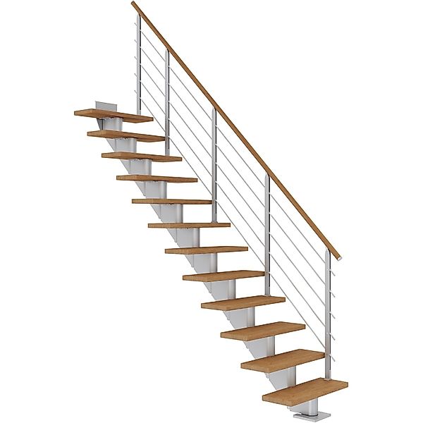 Dolle Mittelholmtreppe Hamburg Eiche Perlgrau GH bis 258 cm Gerade 75 cm FS günstig online kaufen