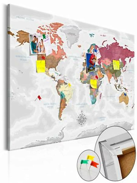artgeist Pinnwand Bild Travel Around the World [Cork Map] grau Gr. 90 x 60 günstig online kaufen