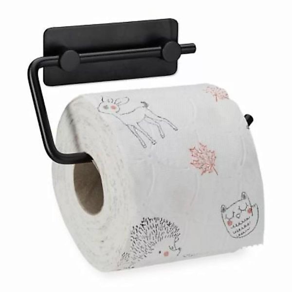 relaxdays Toilettenpapierhalter ohne Bohren schwarz günstig online kaufen