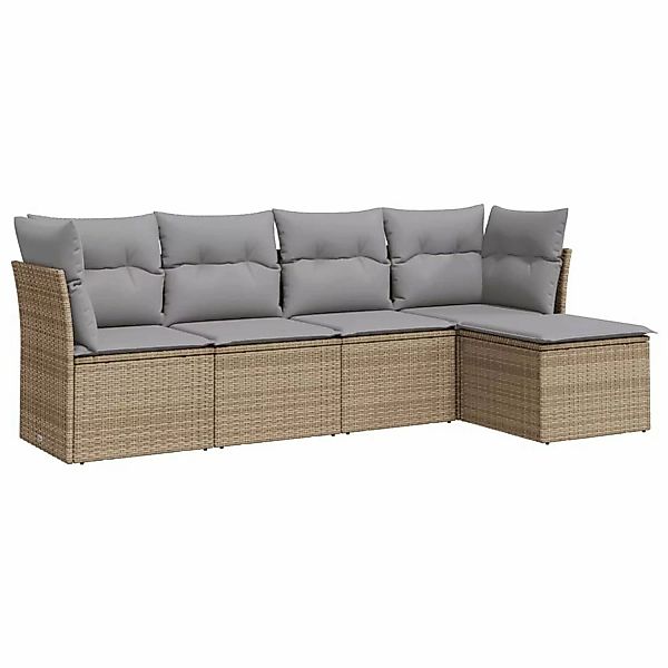 vidaXL 5-tlg Garten-Sofagarnitur mit Kissen Beige Poly Rattan Modell 11 günstig online kaufen