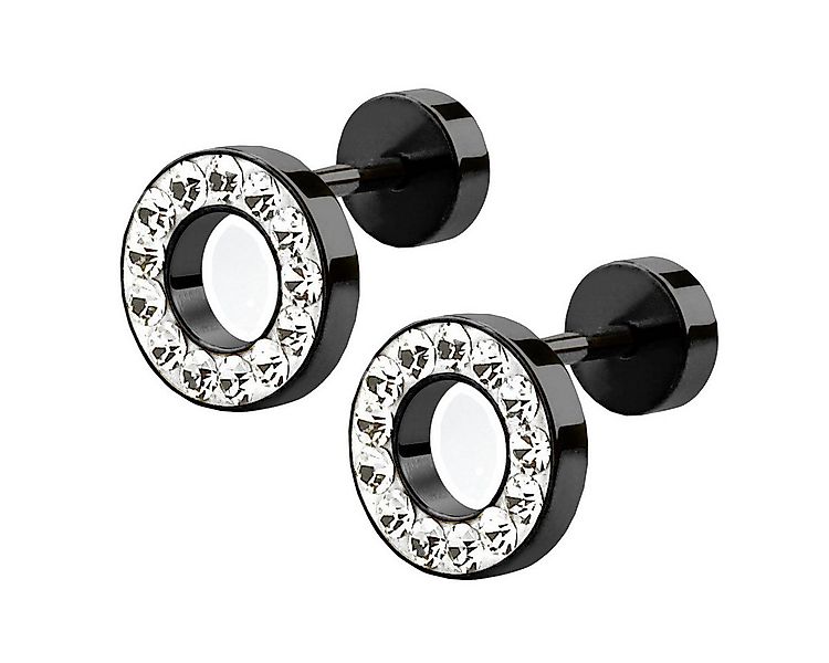 Taffstyle Piercing-Set Paar Fake Plug Piercing Edelstahl Ohrstecker mit Kri günstig online kaufen