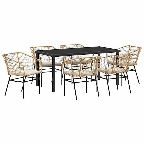 vidaXL Garten Essgruppe 7-Tlg Braun Poly Rattan 3380915 günstig online kaufen
