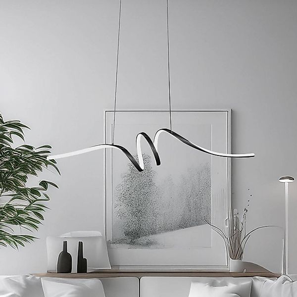 LED-Hängeleuchte Loop, Metall, schwarz-chrom, 4.000 K günstig online kaufen