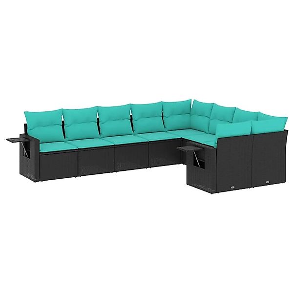 vidaXL 9-Tlg Gartensofa-Set mit Kissen Schwarz Polyrattan 3220636 günstig online kaufen