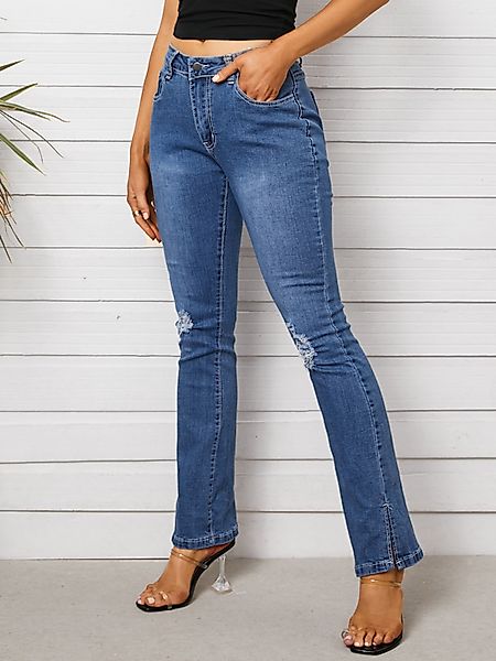 Royal Random Ripped Details Flare Leg Jeans mit geteiltem Saum günstig online kaufen